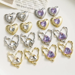 Pendentifs cœur en alliage avec strass pour boucles d'oreilles et colliers DIY