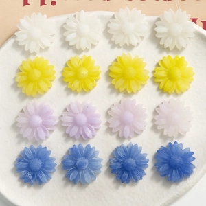 Pastel resin daisy flower charms in white yellow purple and blue for DIY jewelry