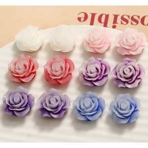 DIY frosted resin rose flower charms for jewelry making in various matte colors