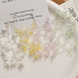 Translucent flower cluster glass bead pendants in pastel colors for DIY jewelry crafts