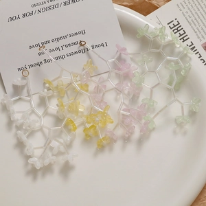 Clear glass bellflower petal bead charms with gold loops for DIY jewelry making