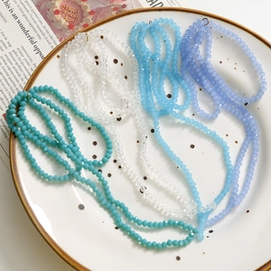 Handmade faceted crystal bead strands in cyan, blue, clear and purple for DIY jewelry making