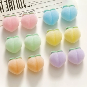 Cute Flocked Peach Resin Charms DIY Jewelry Making Accessories For Earrings Hair Clips Sweet Fruit Shaped Craft Materials