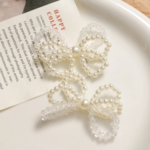 Nœud perlé de style français avec perles nacrées et acryliques pour bijoux DIY