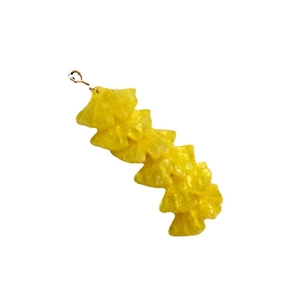 Japanese style yellow layered resin flower tassel earrings with golden lobster clasp charm