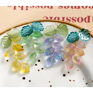 Colgantes de Vidrio Lampwork Forma Hoja Fruta Degradado Estilo Bosque Hechos a Mano Accesorios de Joyería DIY para Pendientes Horquillas