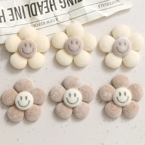 Toppa a Forma di Fiore in Resina Fioccata DIY Con Motivo Faccina Sorridente Decorazione Floreale per Gioielli Mollette