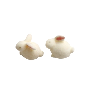 Sweet flocked 3D bunny resin accessories for DIY jewelry making and phone cases