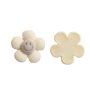 Ciondoli a fiore in resina bianca con faccine sorridenti per gioielli DIY e accessori