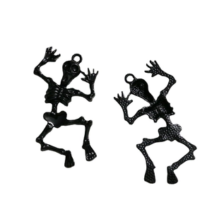 Polished black alloy skeleton charms for DIY earrings and necklace crafting with dual views
