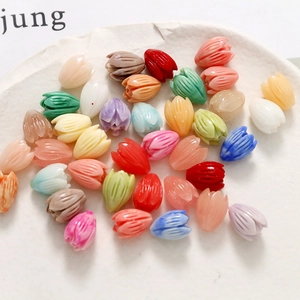 Colorful tulip resin beads for DIY jewelry making including bracelets and hair accessories