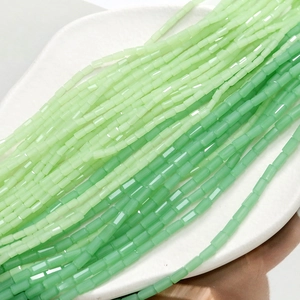 Forest Style Green Mini Acrylic Beads For DIY Jewelry Making Handmade Cylindrical Faceted Beads For Earrings Phone Case
