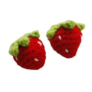 Handmade crochet strawberry charms for DIY hair accessories and jewelry making