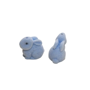Light blue flocked 3D rabbit resin charms for DIY jewelry and hair accessories making