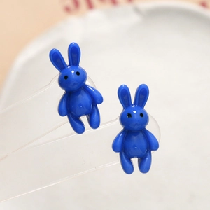 Cute 3D resin rabbit charms in Klein blue for DIY earrings and phone case decor