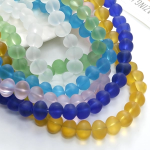Frosted semi-transparent glass beads in multiple colors for DIY jewelry and accessories