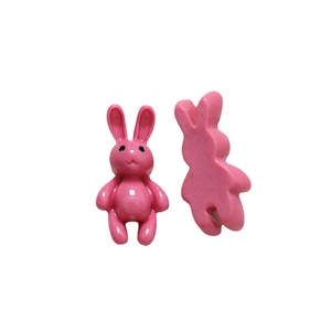 Cute pink 3D resin rabbit charms for DIY jewelry and phone case making crafts