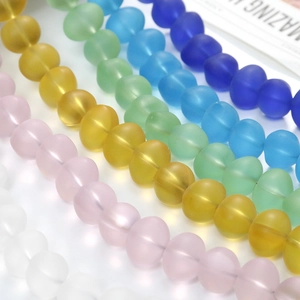 Matte translucent frosted glass beads in assorted colors for DIY jewelry making crafts