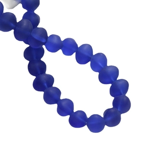 Frosted translucent cobalt blue glass beads for DIY jewelry and hair accessories