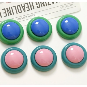 French style round resin candy color earring accessories with polished glossy surface
