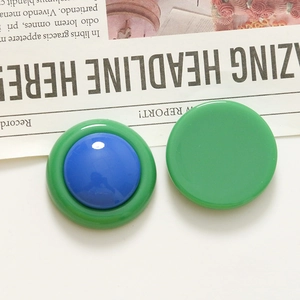 French retro resin round earring studs in green and blue candy colors for DIY jewelry
