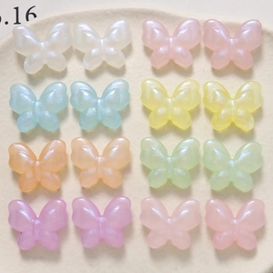 Butterfly Acrylic Beads For DIY Jewelry Making Pearlescent Starry Glitter Beads For Earrings Hair Accessories Crafting Materials