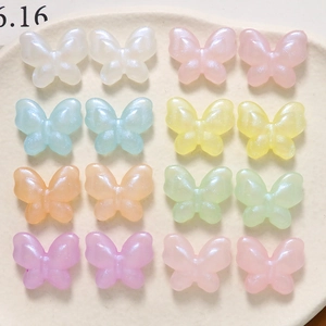 Starry glitter butterfly acrylic beads in assorted macaron colors for DIY jewelry making