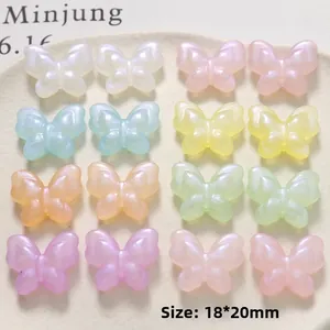 Sparkly butterfly acrylic beads 18x20mm in assorted macaron colors for DIY jewelry making