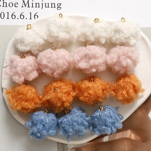 DIY Plush Fur Ball Pendants With Metal Ring Round Lamb Wool Fuzzy Pom Pom For Jewelry Making Earring Hair Clip Accessories