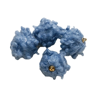 Sky blue plush faux fur ball charms with gold rings for DIY earring and jewelry making
