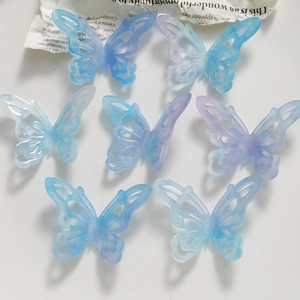 DIY colorful gradient butterfly acetate charms with hollow design for hair accessories