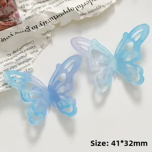 Dreamy blue purple gradient hollow butterfly acetate DIY craft accessories 41x32mm