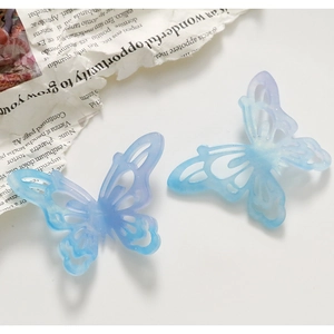 3D hollow butterfly acetate charms with blue and purple gradient and fine glitter