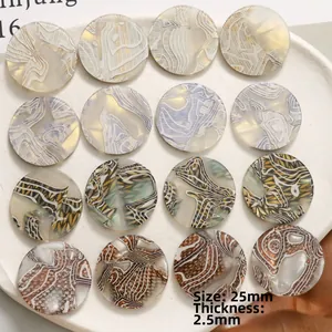 Premium round acetate acrylic charms with marbled patterns for DIY jewelry making