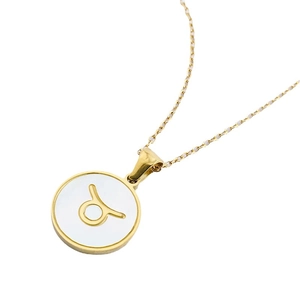 Collana Toro in acciaio inossidabile placcata oro 18K con inserto in conchiglia