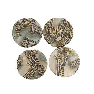 Set of 4 circular geometric wave pattern acrylic acetate charms for DIY jewelry making