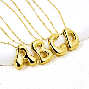 Chubby balloon A-D letter necklaces in 18K gold plated stainless steel bead chain