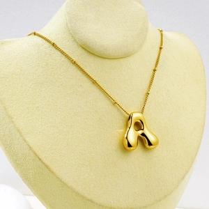 3D balloon puffy letter A pendant necklace in 18K gold plated stainless steel