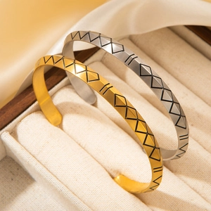 Nordic Viking rune open cuff bracelets in gold and silver finish with geometric patterns