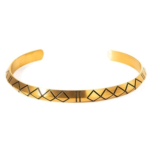 Nordic Viking rune open bangle in 18k gold plated titanium steel with diamond pattern