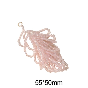 Rosa durchscheinender Perlen-Blumenanhänger mit Goldring für DIY-Schmuck 55x50mm