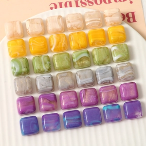16mm smoky marble resin square charms with gold glitter for DIY earring and hair clip