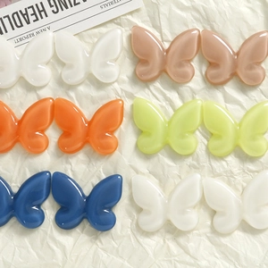 Breloques papillon en résine translucide pour pinces à cheveux et coques de téléphone, 5 couleurs