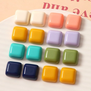 Polished 15mm resin cube accessories in vibrant colors for DIY jewelry making