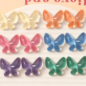 DIY glitter resin butterfly charms in six pastel colors for earrings and phone case decor