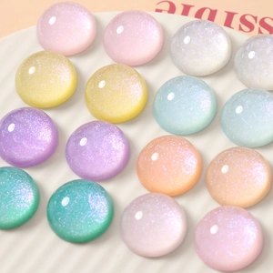 20mm translucent glitter resin cabochons in mixed macaron colors for DIY jewelry making