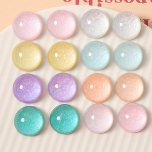 Semi Transparent Starry Effect Glitter Round Cabochon Resin DIY Accessories For Earring Hairpin Decoration Phone Case Material