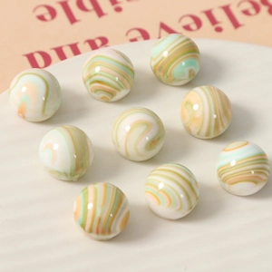 Lot de 9 perles géométriques en résine à rayures pour bijoux DIY en tons pastels