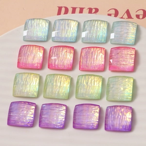 Ciondoli quadrati in resina aurora 15mm con trama increspata per orecchini e capelli DIY