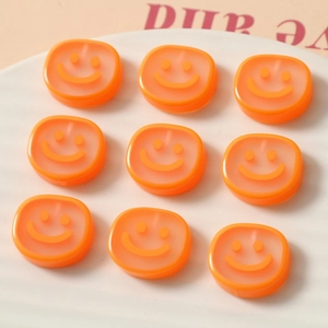 Orange translucent square smiley face resin beads for DIY jewelry and crafts making